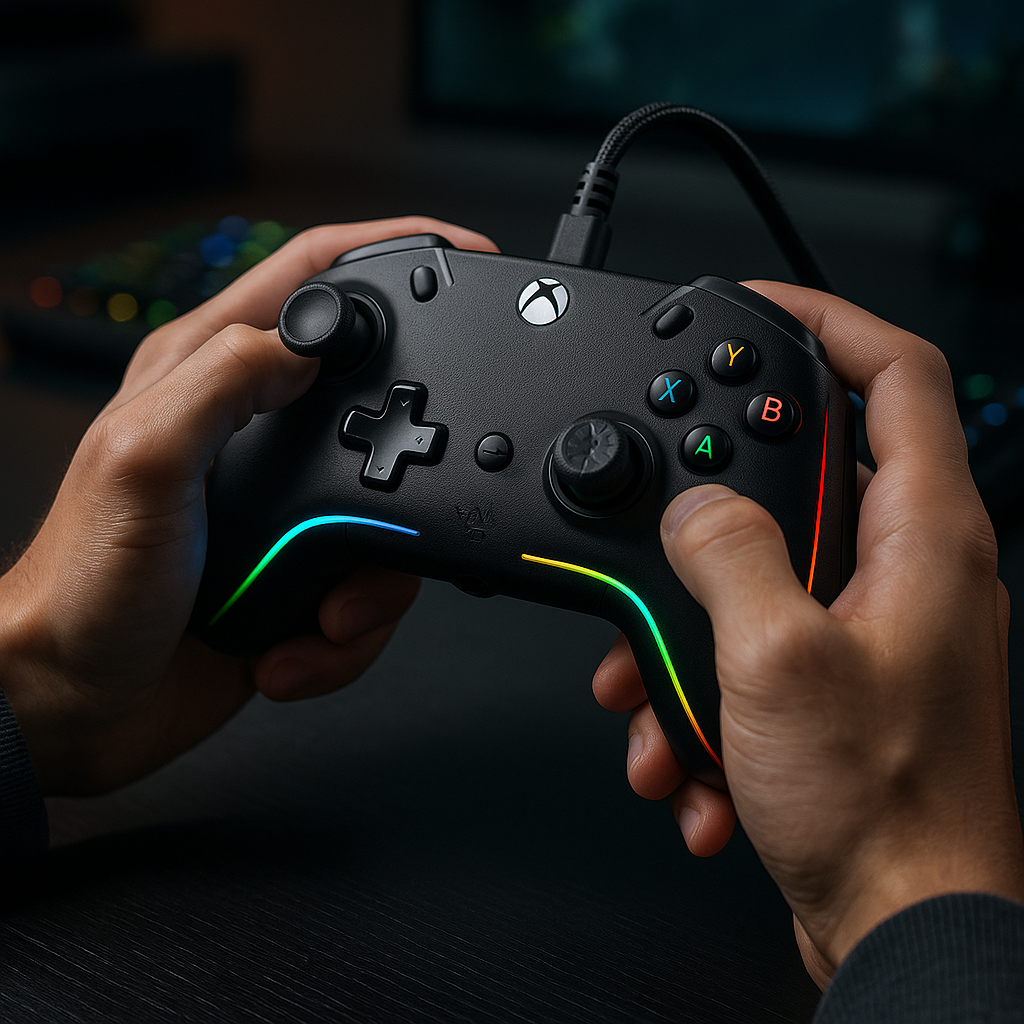 Razer Wolverine V2 Chromaを使用している様子