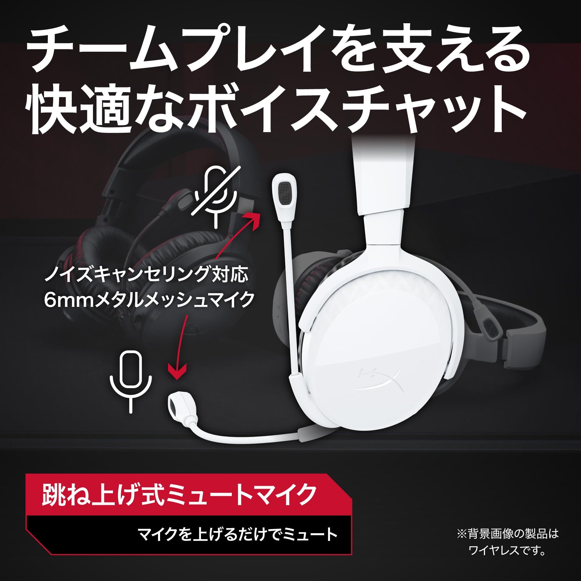 跳ね上げミュートに対応した6mmメタルメッシュマイクを紹介する画像
