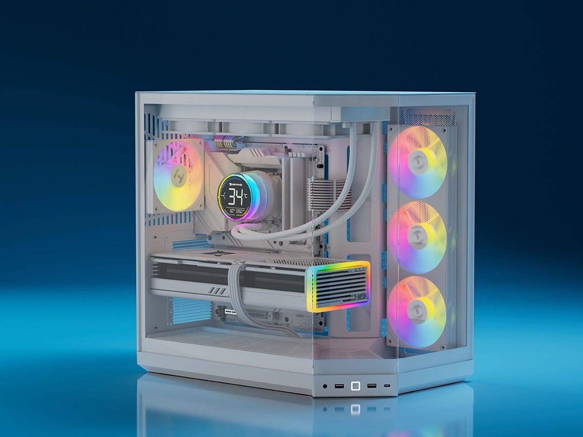 HYTE Y50 RGB（Snow White）にパーツを組み込んだイメージ