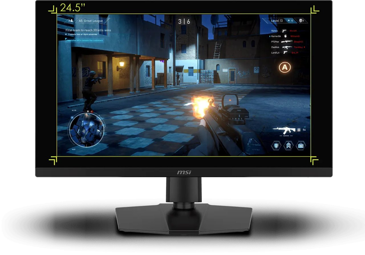 MSI MAG 271KPD7の24.5インチモードの表示イメージ