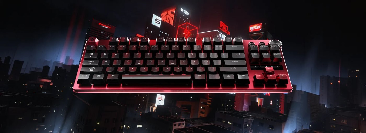 Razer Huntsman V3 Pro TKL 8KHz Sentinels Editionのレッドのアルミトッププレート