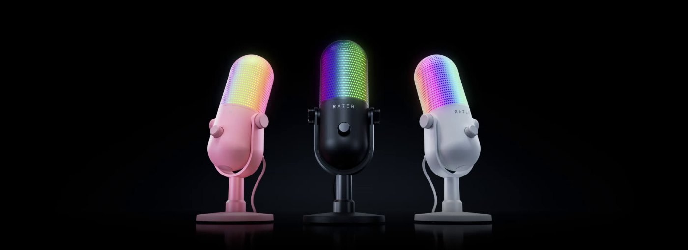 Razer Seiren V3 Chroma 32-Bit DSPのブラック・ホワイト・クォーツの3色