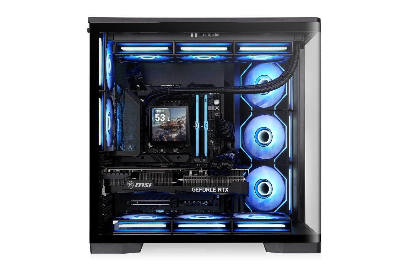Thermaltake Arcus 380 TG ARGBにパーツを組み込んだ正面イメージ
