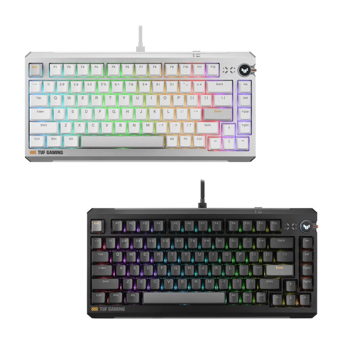 TUF Gaming K4 Magneticのホワイト(上)とブラック(下)を並べた製品画像